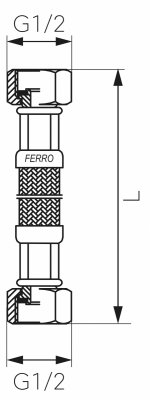 Ferro wąż w oplocie 1/2 L30 nakrętno-nakrętny
