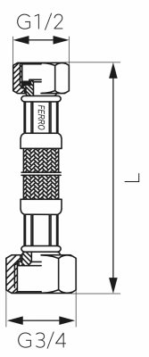 Ferro wąż w oplocie  3/4”×1/2” L 40cm nakrętno - nakrętny
