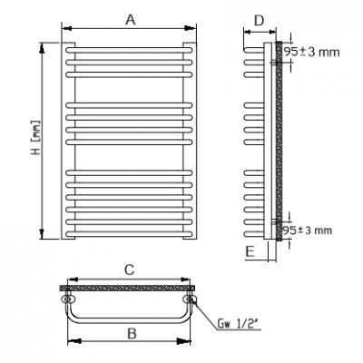 Grzejnik łazienkowy DIAMOND GR1 550x1120
