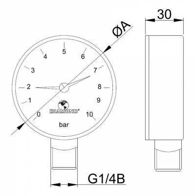 Manometr techniczny radialny 50mm 0-4 bar