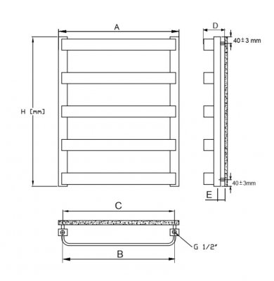 Grzejnik łazienkowy DIAMOND GR4 540x1420, kolor: czarny