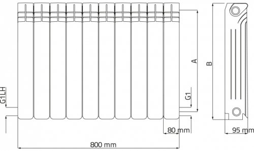 Grzejnik aluminiowy Wulkan Italy H350 - 1 żeberko
