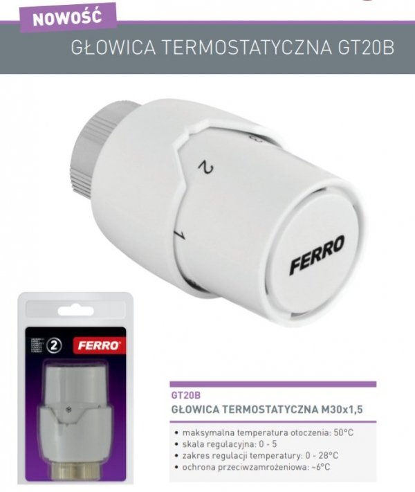 Głowica termostatyczna GT20B Ferro