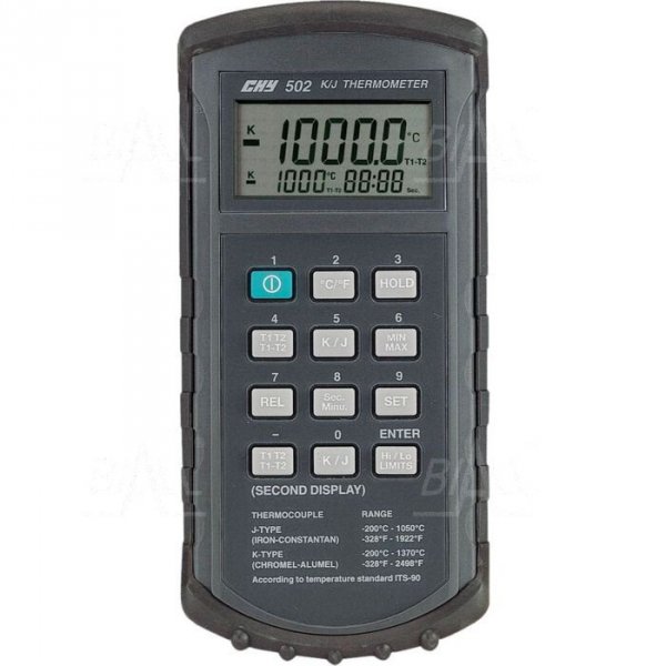CHY502 Termometr 2 kanały kl 0,05% (-200 do 1370°C) typ K