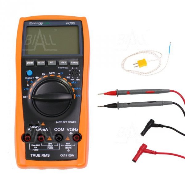 VC99 Multimetr TRMS LCD 6000max NCV, MAX/MIN/HOLD, Temp, hFE, Bargraf, Duty
