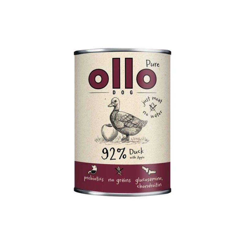 OLLO Pure Kaczka z Jabłkiem karma mokra dla psów dorołsych 400g 
