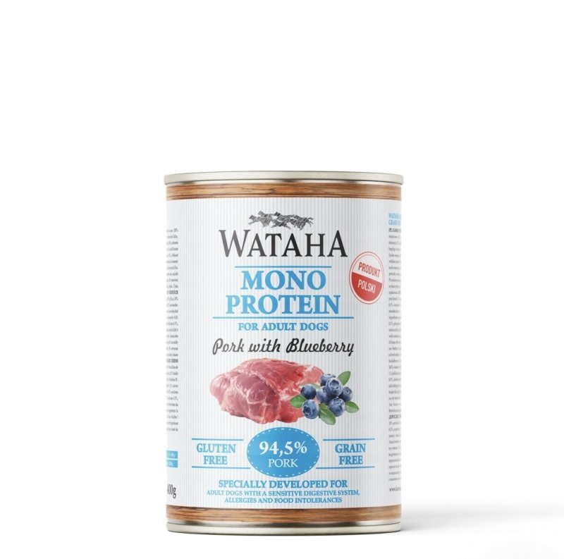 WATAHA MONO PROTEIN ADULT DOG 94,5% WIEPRZOWINA Z BORÓWKĄ 400G
