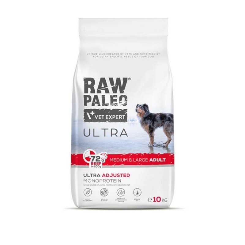 Raw Paleo Ultra Beef Medium/Large - sucha karma z wołowiną dla psów dorosłych ras średnich i dużych 10kg