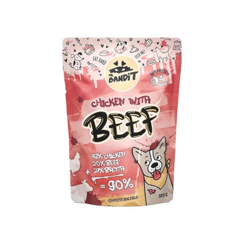 Mr. Bandit CHICKEN with BEEF - mokra karma z kurczakiem i wołowiną dla psów dorosłych 180g