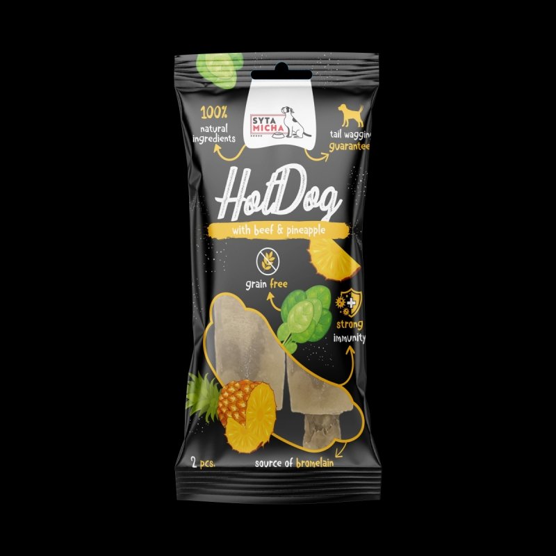 Hot Dog do żucia dla psa - wołowina z ananasem 2 szt. Syta Micha