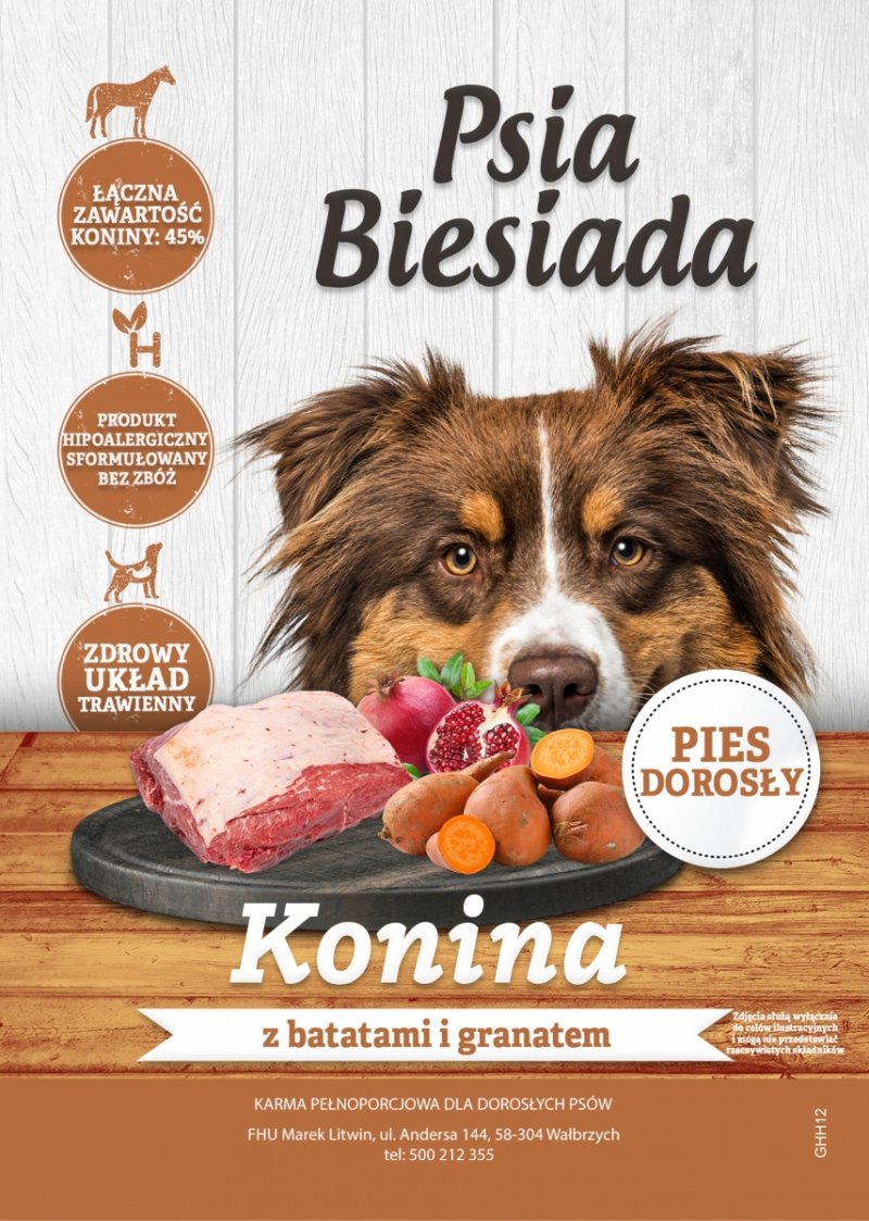 Psia Biesiada Konina z Batatami i Granatem 2kg