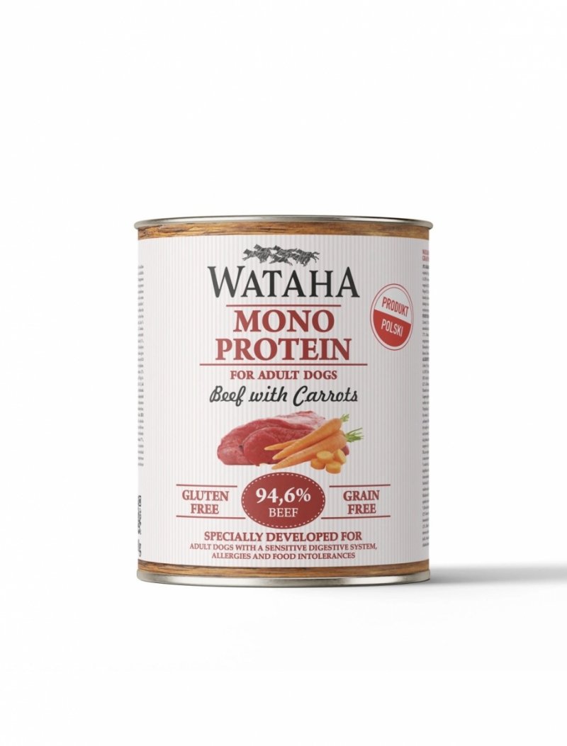 WATAHA MONO PROTEIN ADULT DOG 94,6% WOŁOWINA Z MARCHEWKĄ 800G