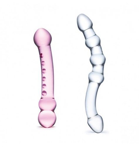 Glas Pleasure Set Double Pleasure Glass Dildo Set - szklane dildo, zestaw 2 szt