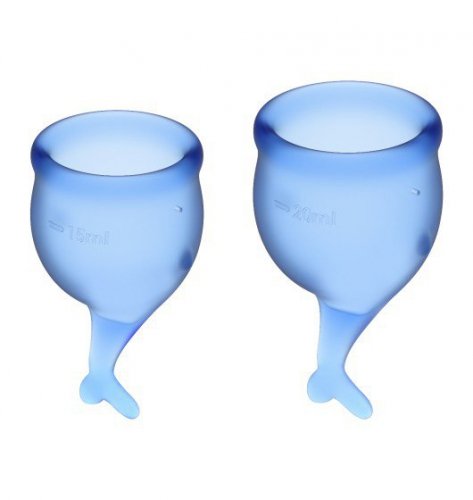 Satisfyer Feel Secure Menstrual Cup Set Dark Blue - zestaw kubeczków menstruacyjnych 
