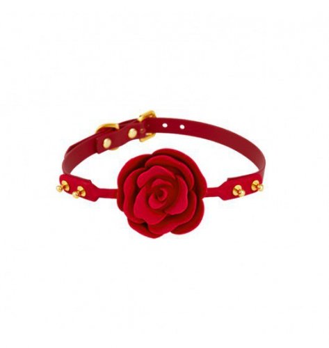 Zalo & Upko Rose Ball Gag Red Straps - czerwony knebel z różą do ust BDSM