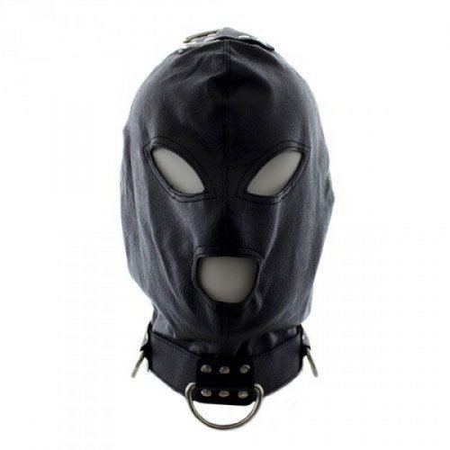Toyz4lovers Bondage Hook Mask+Collar Black - maska niewoli