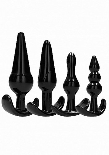Sono NO. 80 - 4-Piece Butt Plug Set Black - zatyczki analne