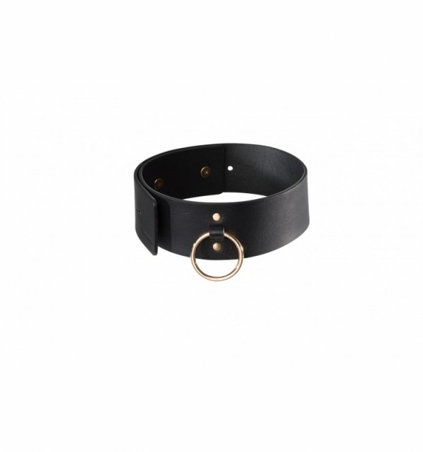 Bijoux Indiscrets Maze Wide Choker &amp; Leash Black - obroża na szyję ze smyczą