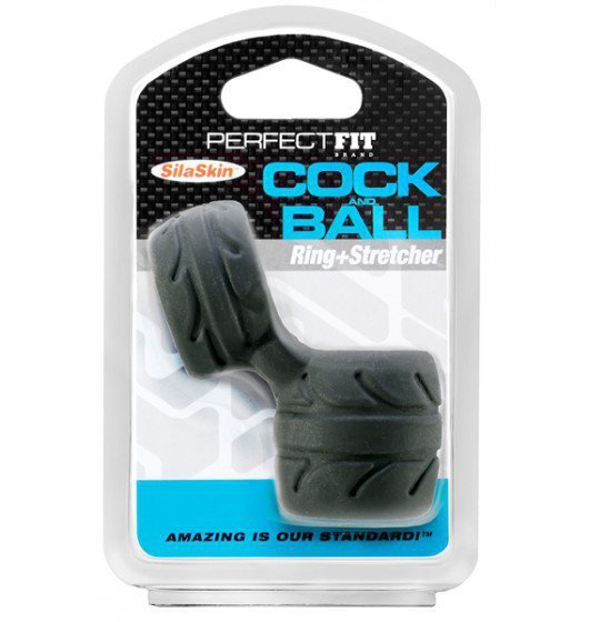 Perfect Fit SilaSkin Cock &amp; Ball Black - pierścień erekcyjny