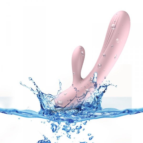 Boss Series Silicone Vibrator Pink USB 10 Function - wibrator króliczek z funkcją grzania i pulsacjami