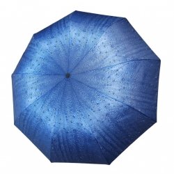Krople deszczu - parasolka składana full-auto - niebieska