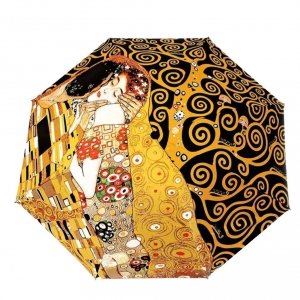 Parasolka składana full-auto - Gustav Klimt - Pocałunek i Drzewo życia /A - wzór na wierzchu