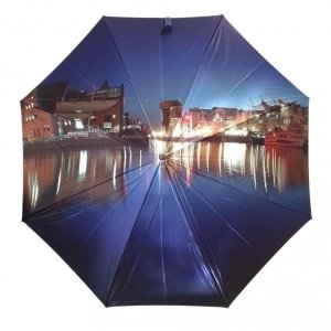 Gdańsk nocą parasol długi automatyczny satyna
