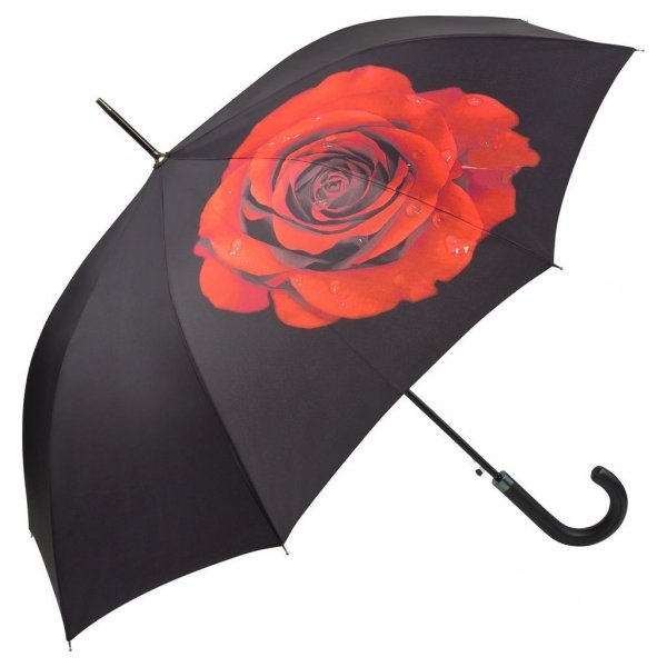 Róża - parasol długi ze skórzaną rączką