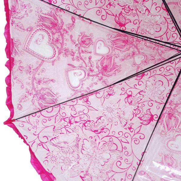 Serduszka - parasolka przezroczysta z falbanką