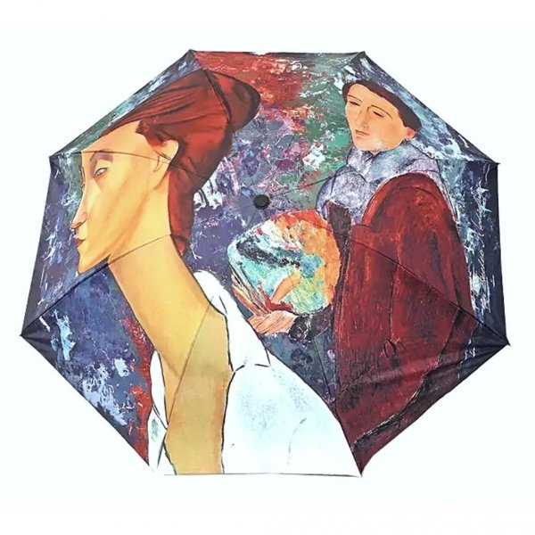 Parasolka składana full-auto - Modigliani - Autoportret i Lunia Czechowska /A - wzór na wierzchu