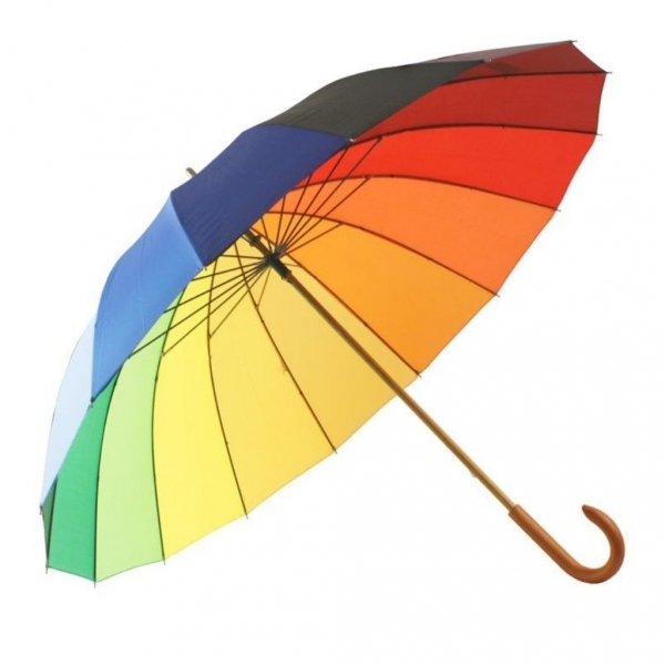Tęcza - długi parasol z drewnianą rączką