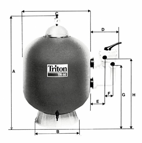 Filtrační nádoba TRITON - TR 40,480 mm,9 m3/h,6-ti cest. boční ventil