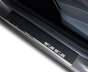 BMW X5 II (E70) od 2006 Nakładki progowe - stal + folia karbonowa [ 4szt ]