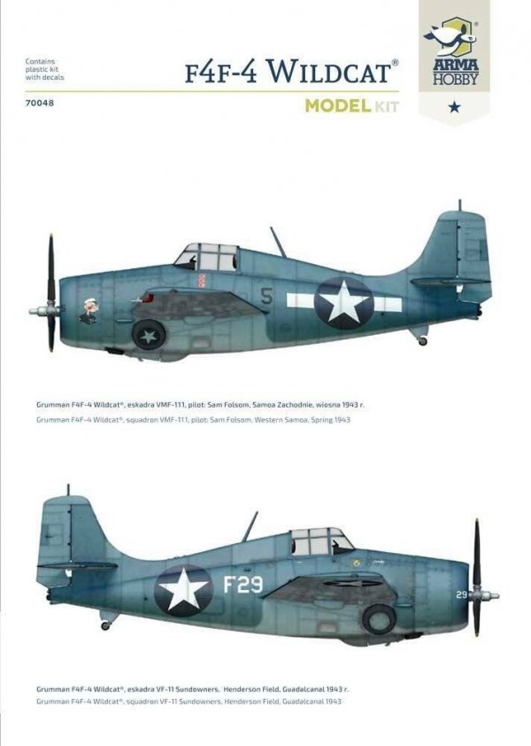 Arma Hobby 70048 F4F-4 Wildcat Model Kit 1/72