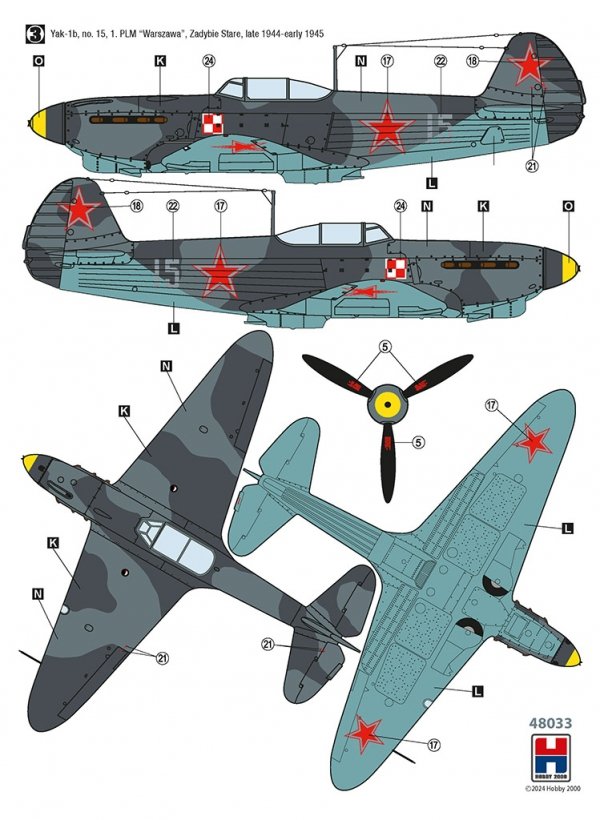 Hobby 2000 48033 Yak-1b 1. PLM &quot;Warszawa&quot; 1944-45 1/48