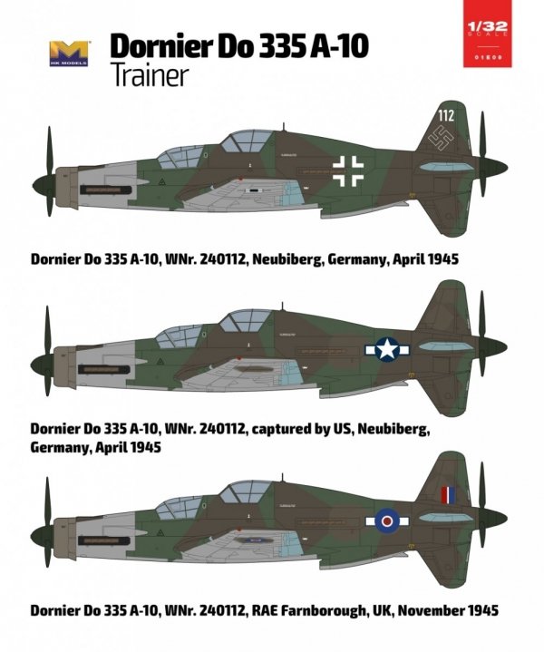 HK Model 01E09 Dornier Do 335 A-10 Trainer 1/32 