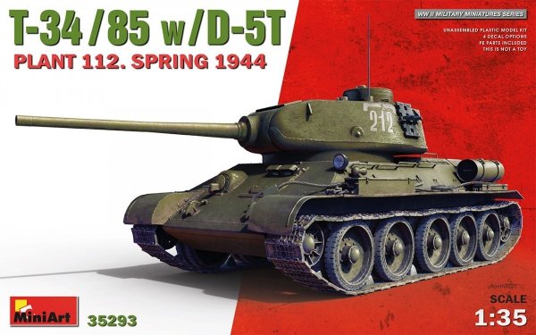 Mini Art 35293 T-34-85 w/D-5T. Plant 112. Spring 1944 1/35 