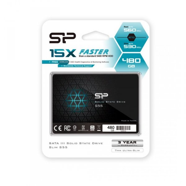 Dysk SSD Silicon Power S55 480GB 2,5&quot; SATA III 560/530 MB/s (SP480GBSS3S55S25)
