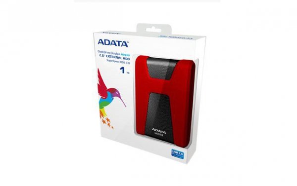 Dysk zewnętrzny HDD ADATA DashDrive Durable HD650 AHD650-1TU3-CRD (1 TB; 2.5&quot;; USB 3.0; 5400 obr/min; kolor czerwony)
