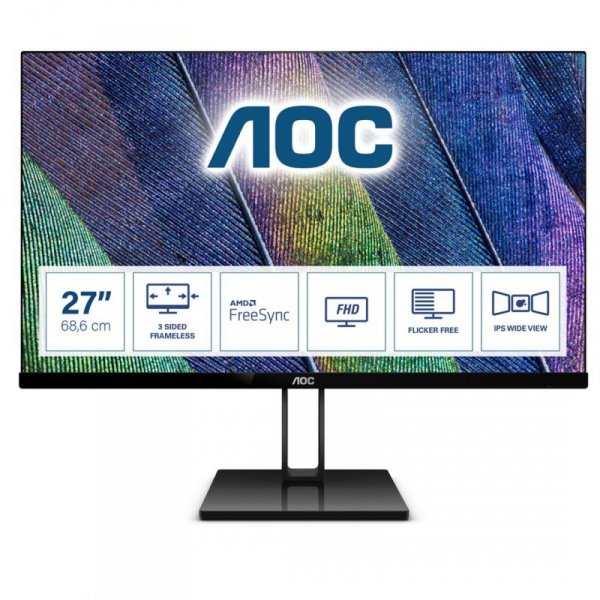 Monitor AOC 27V2Q (27&quot;; IPS/PLS; FullHD 1920x1080; DisplayPort, HDMI; kolor czarny)