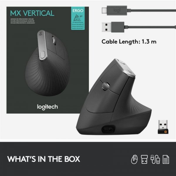 Mysz Logitech MX Vertical 910-005448 (optyczna; 4000 DPI; kolor czarny)