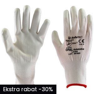 Rękawice robocze SafePRO Opal Automative powlekane białe - 12 par