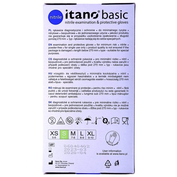 Rękawiczki nitrylowe bezpudrowe Itano Basic EG01 rozm. L diagnostyczne 100 szt. 