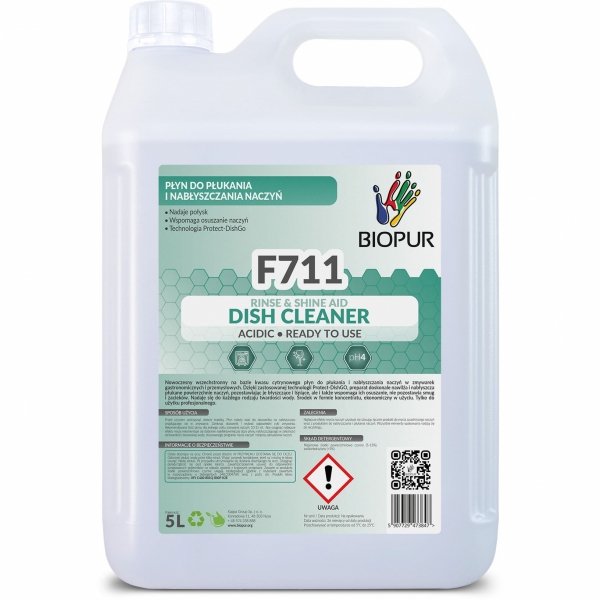 Płyn do płukania i nabłyszczania naczyń Biopur F711, 5l