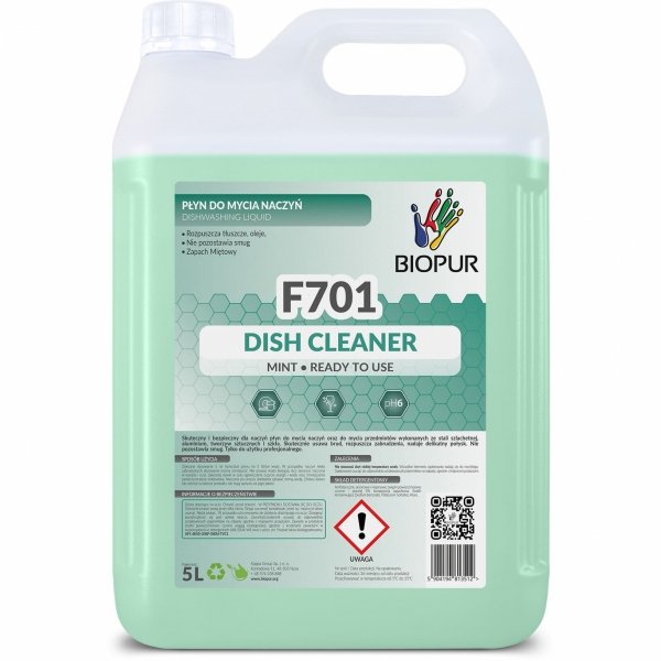 Płyn do mycia naczyń Biopur F701, miętowy, 5l