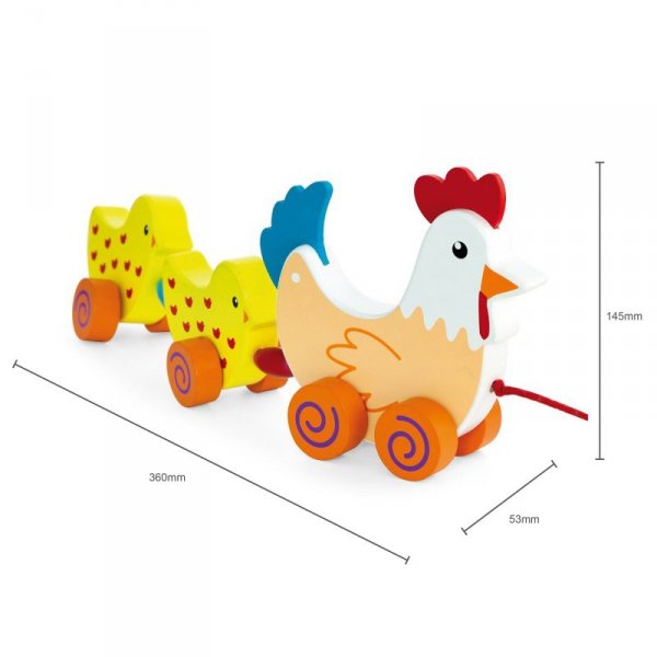 Zestaw do ciągnięcia Kurka z kurczakami 36 cm - VIGA Toys