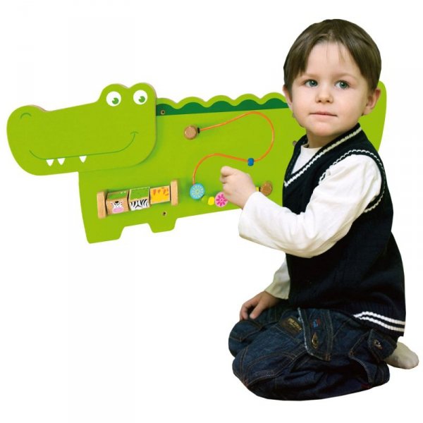 Sensoryczna Drewniana Tablica Manipulacyjna Krokodyl -  Viga Toys 
