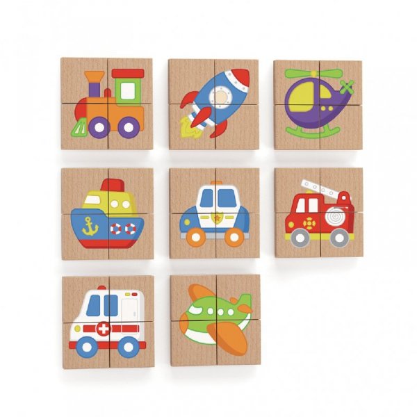 Układanka drewniana puzzle magnetyczne - pojazdy - Viga Toys