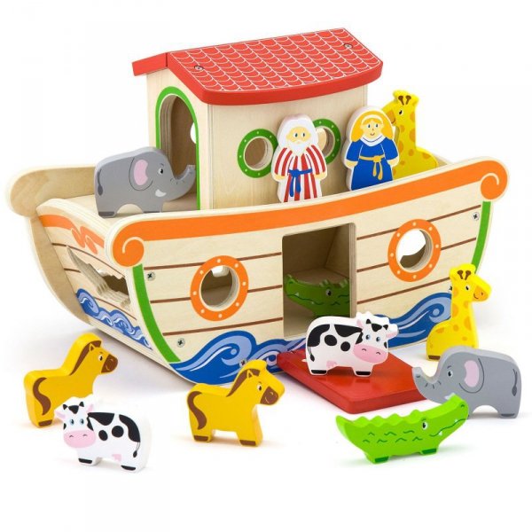 Viga Drewniana Arka Noego z Figurkami zwierząt 13 elementów