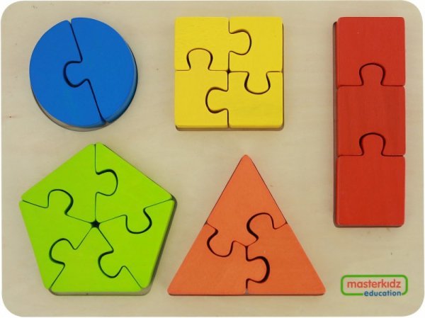 Drewniane Puzzle Dla Dzieci Nauka Kształtów Figury Geometryczne - Masterkidz
